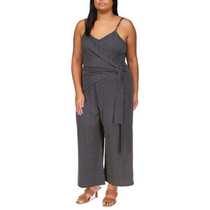 Michael Michael Kors Women's Printed Side-Tie Jumpsuit Blue Plus Size 2X 12434